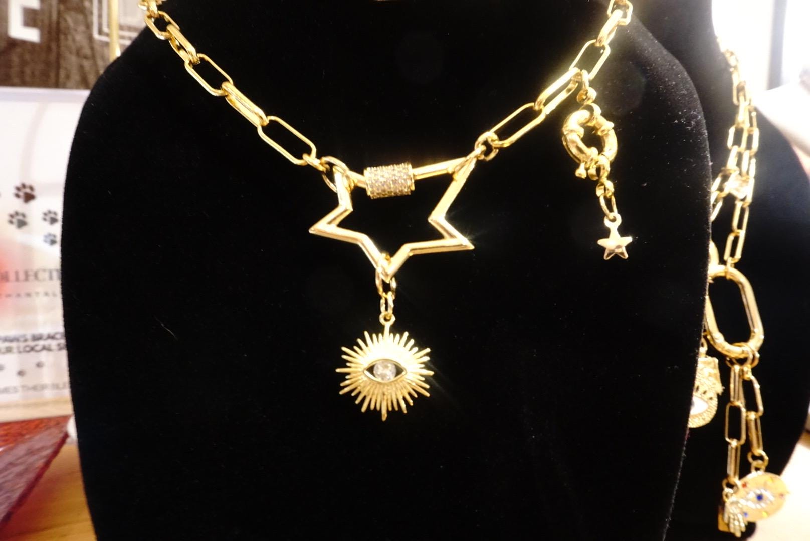 StarBurst Paperclip Carabiner Statement Necklace