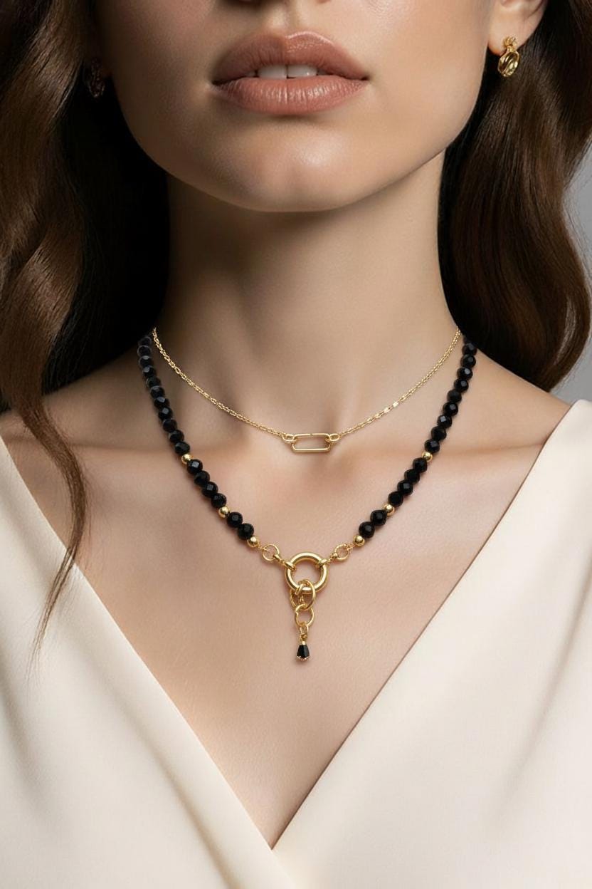 Midnight Onyx Beaded Choker