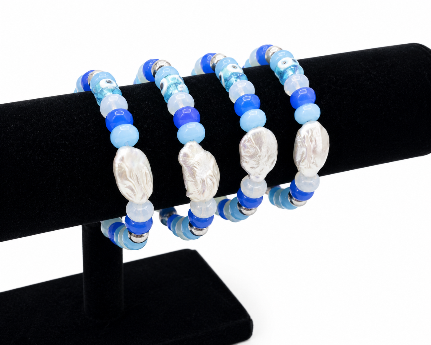 Fresh Waters — Baroque Pearl & Sea Blue Jade Bracelet