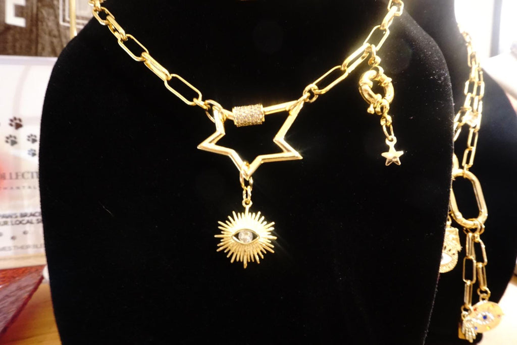 StarBurst Paperclip Carabiner Statement Necklace