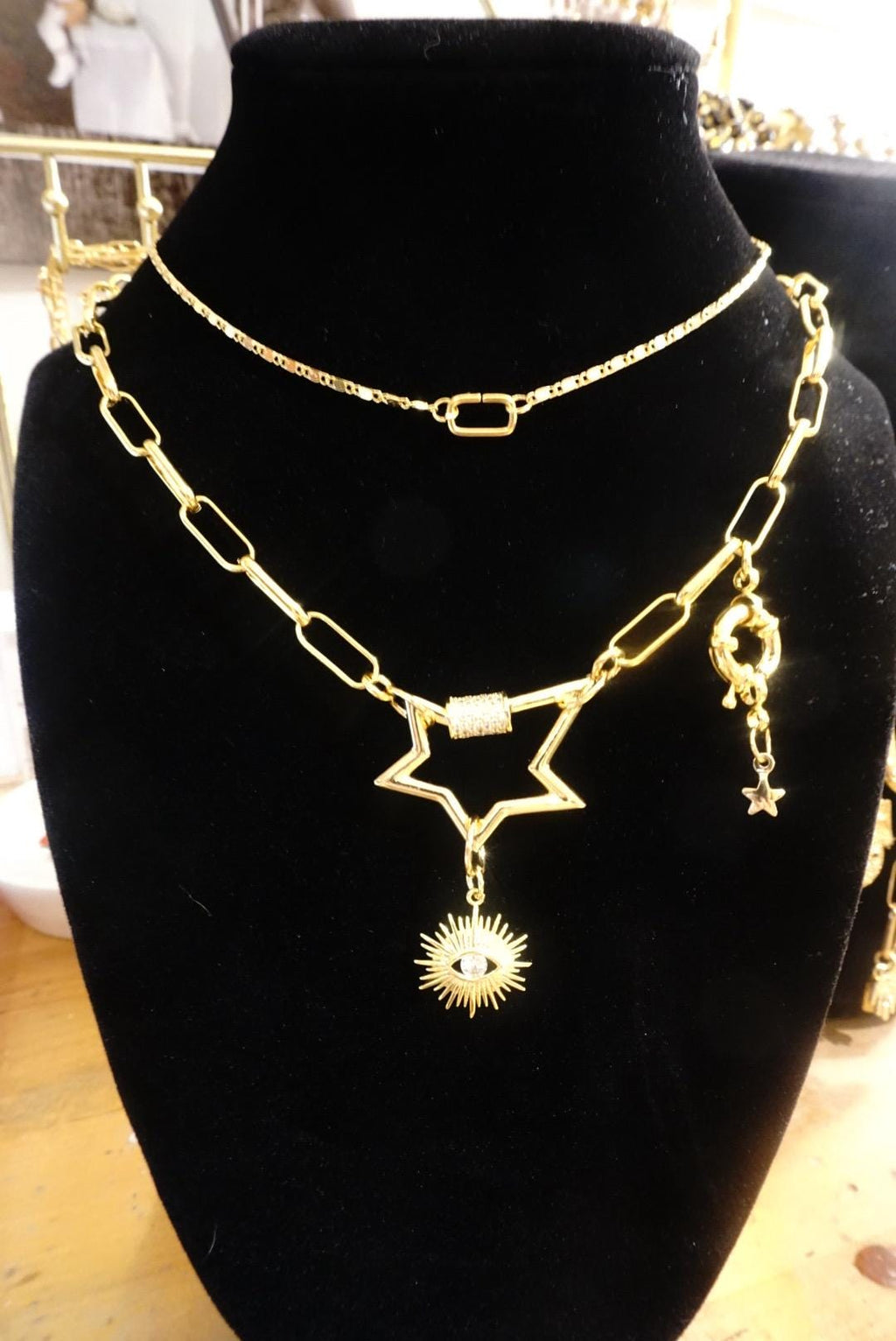 StarBurst Paperclip Carabiner Statement Necklace