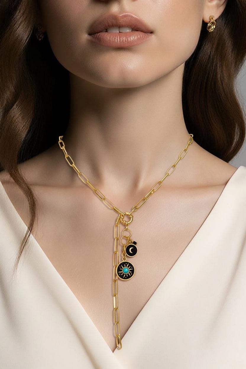 Miami Sunset Lariat Paperclip Necklace