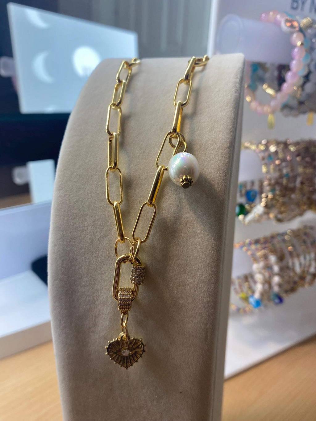 Nevaeh Pearl Paperclip Necklace
