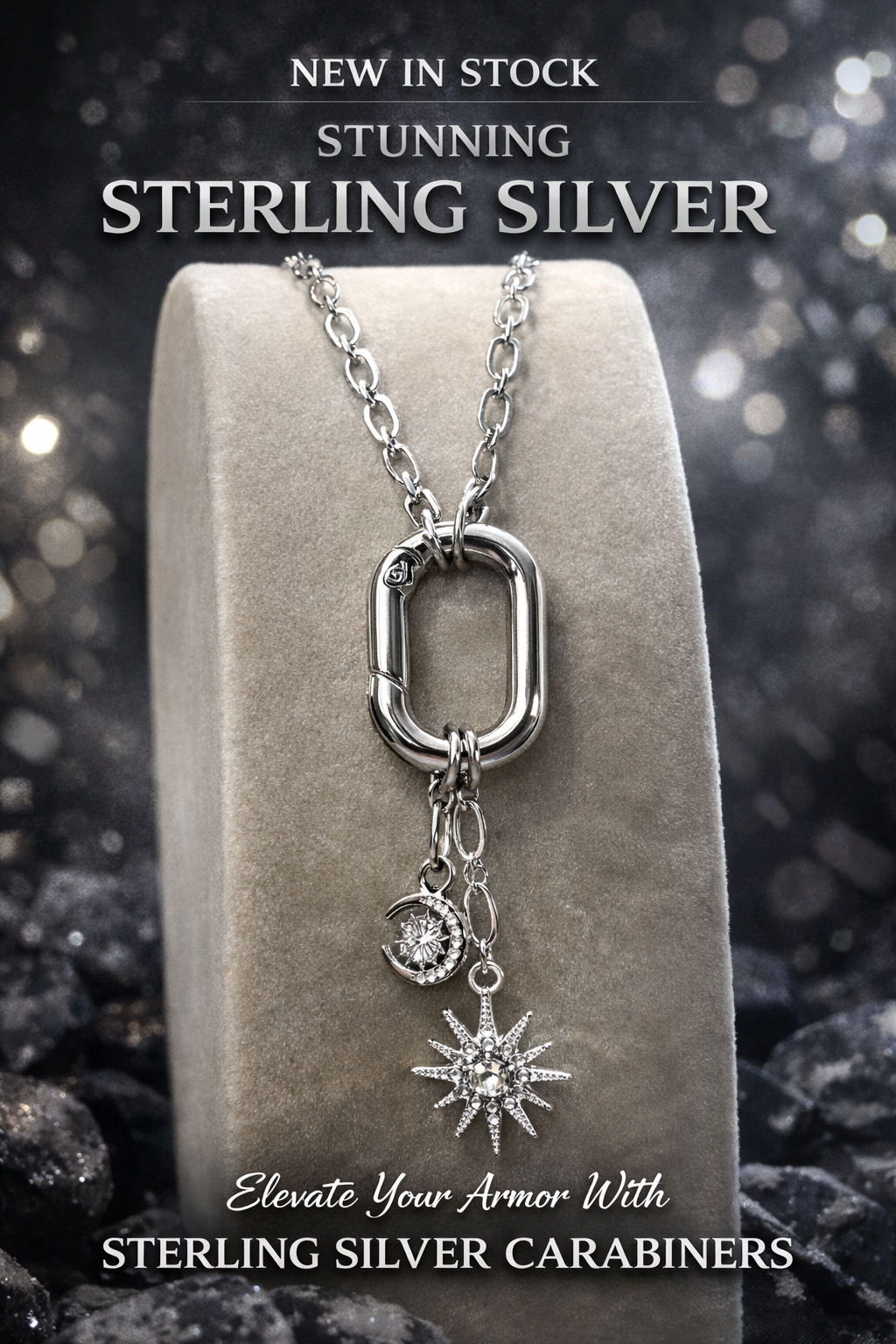Celestial Devotion Silver Carabiner Necklace