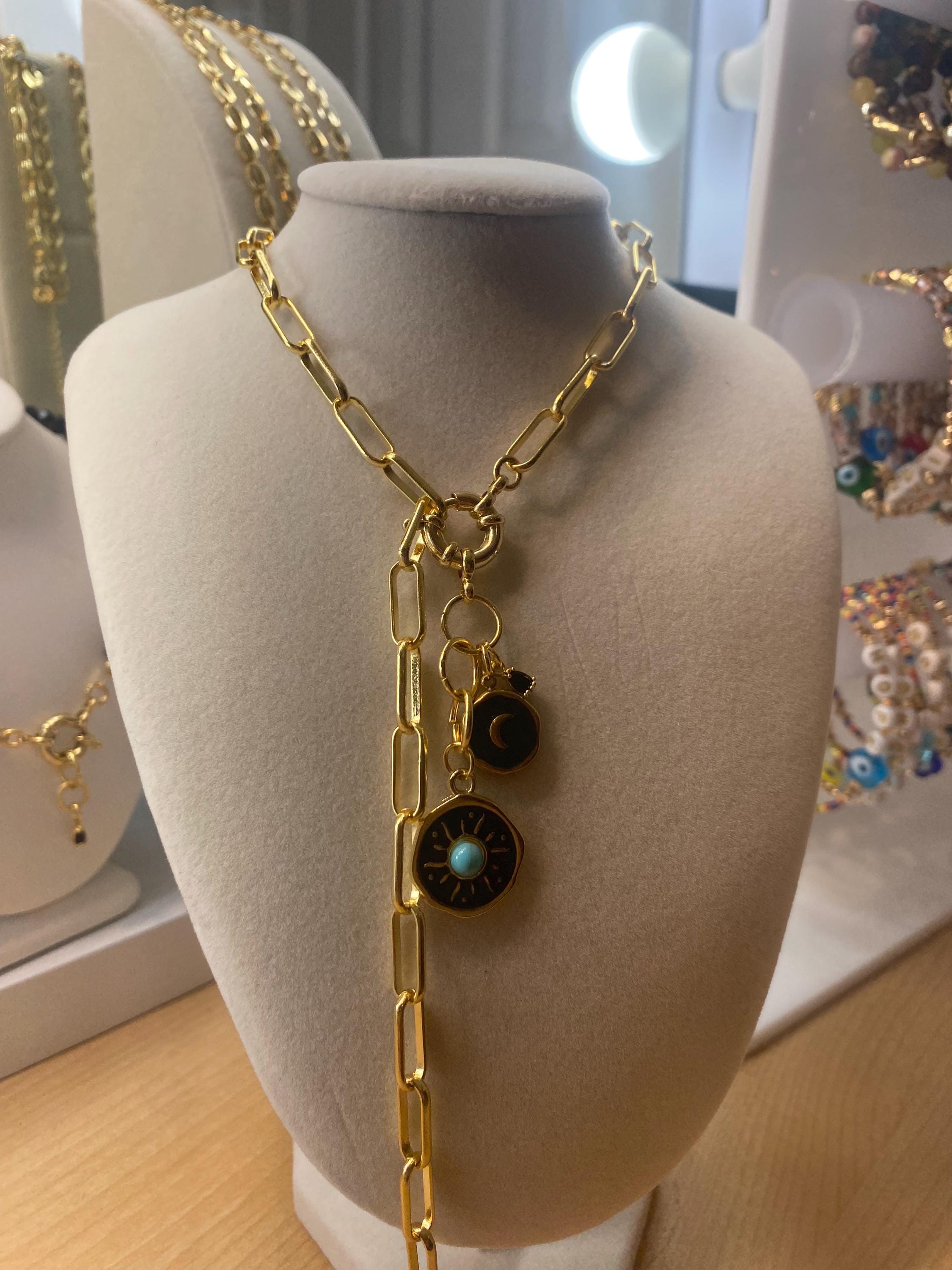 Miami Sunset Lariat Paperclip Necklace