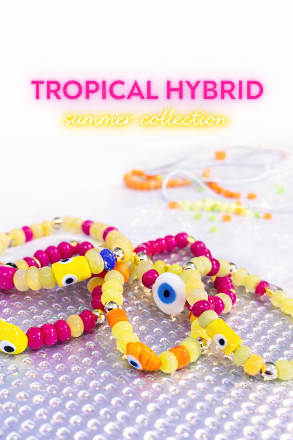 Tropical Hybrid Evil Eye Bracelet — Orange & Lime Green
