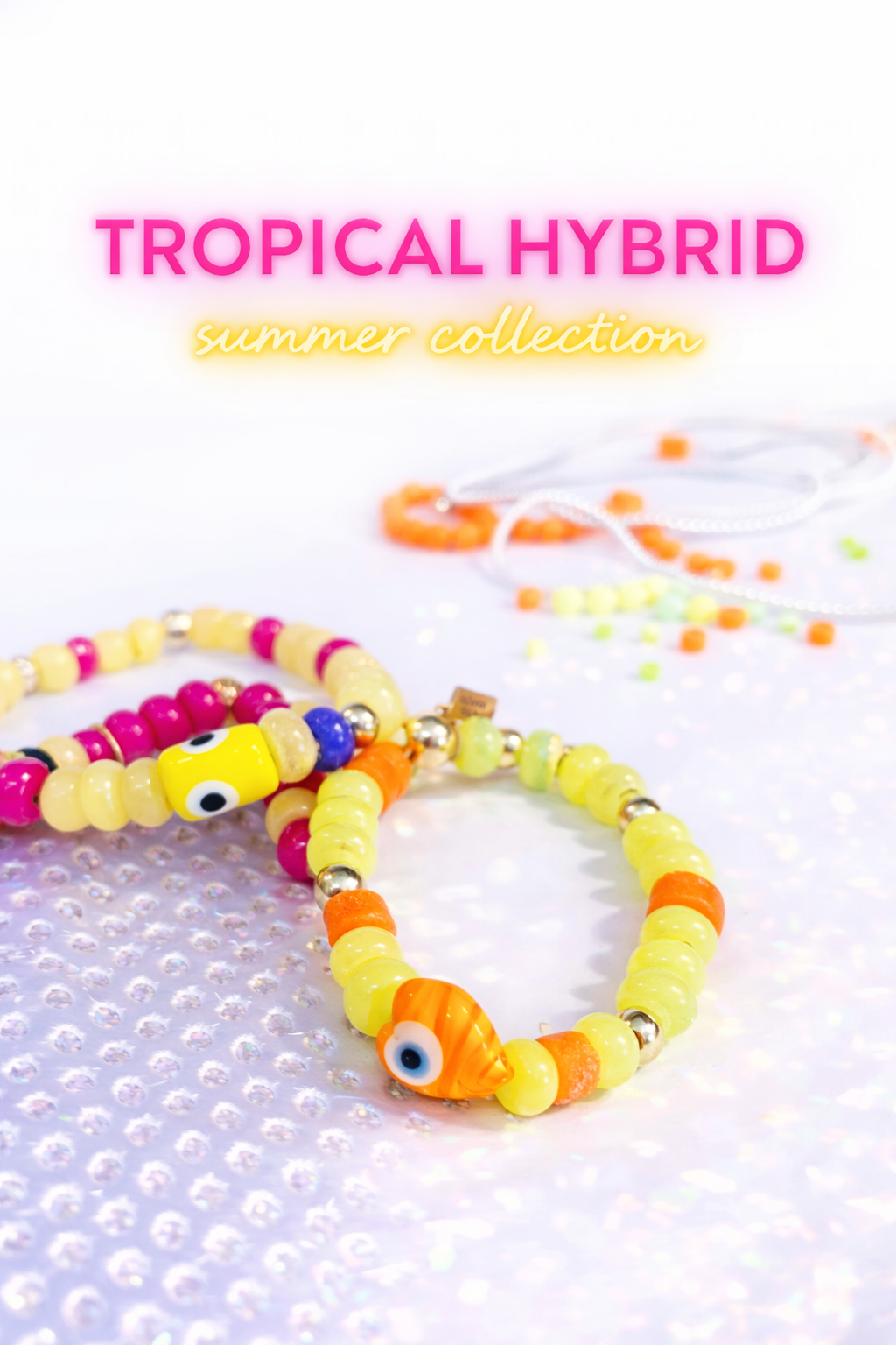 Tropical Hybrid Evil Eye Bracelet — Orange & Lime Green