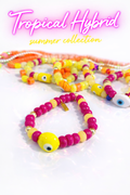 Tropical Hybrid Evil Eye Bracelet -Yellow and Pink Fuchsia