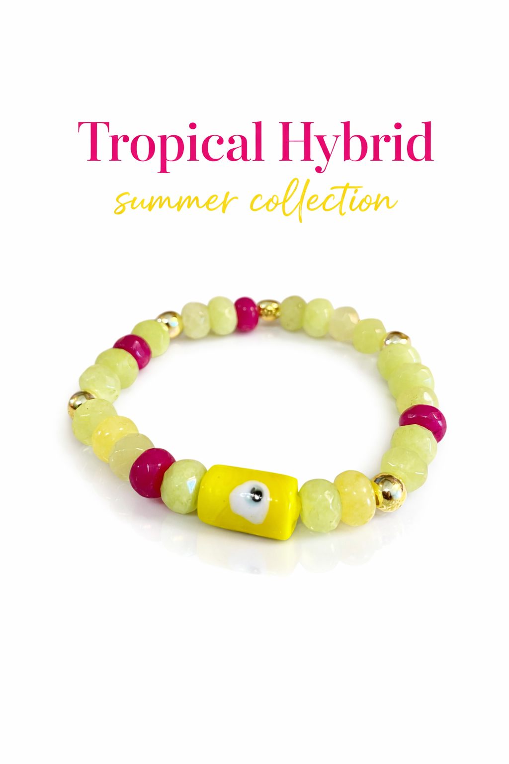 Tropical Hybrid Evil Eye Bracelet-Yellow and Lime Green