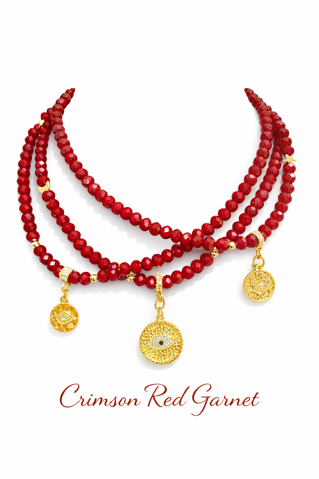 Crimson Red Garnet Choker Beaded Necklace