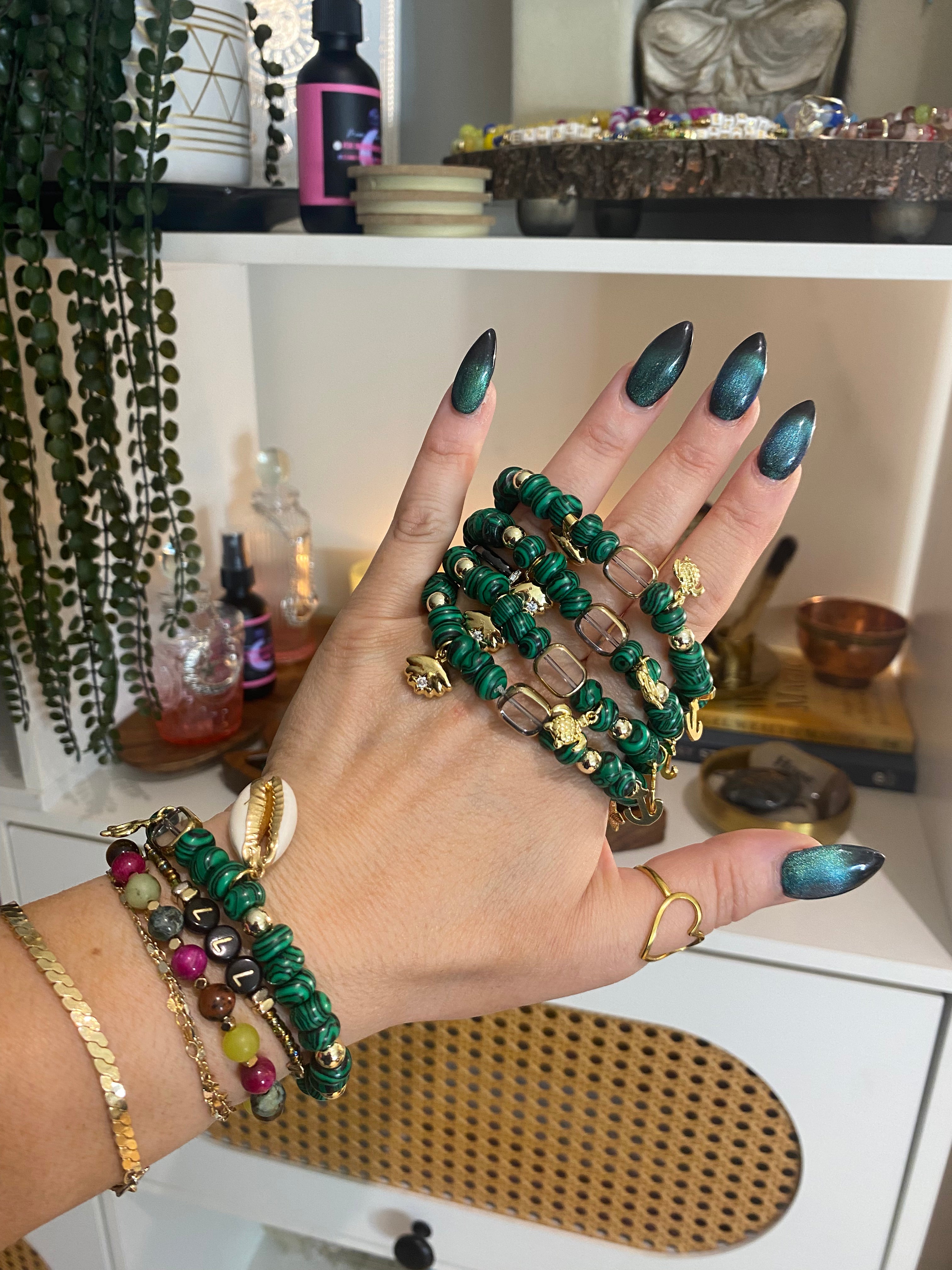 Anchor Green Malachite Bracelet