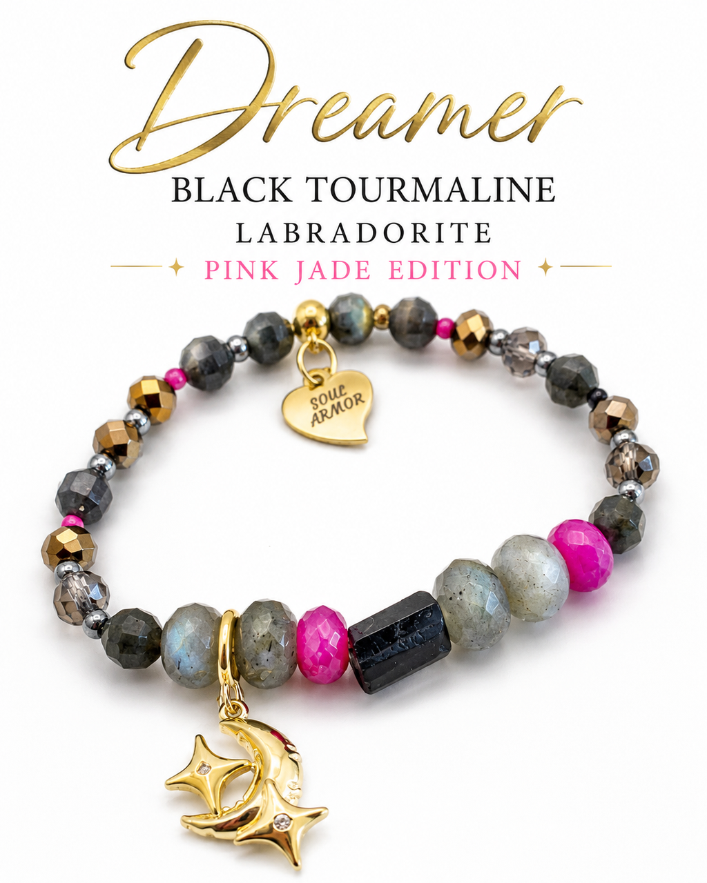 Dreamer Black tourmaline-Pink Jade Edition