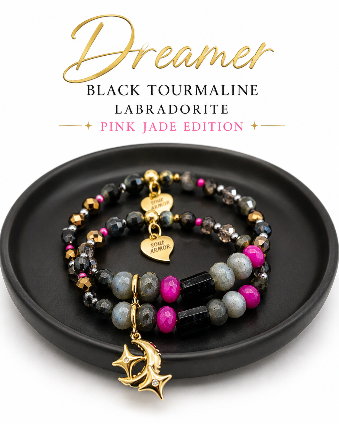 Dreamer Black tourmaline-Pink Jade Edition
