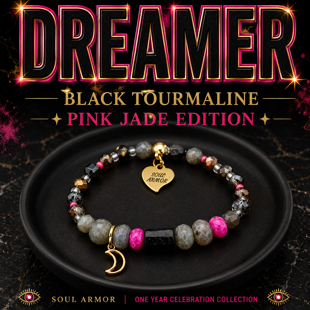 Dreamer Black Tourmaline -Pink Jade Edition