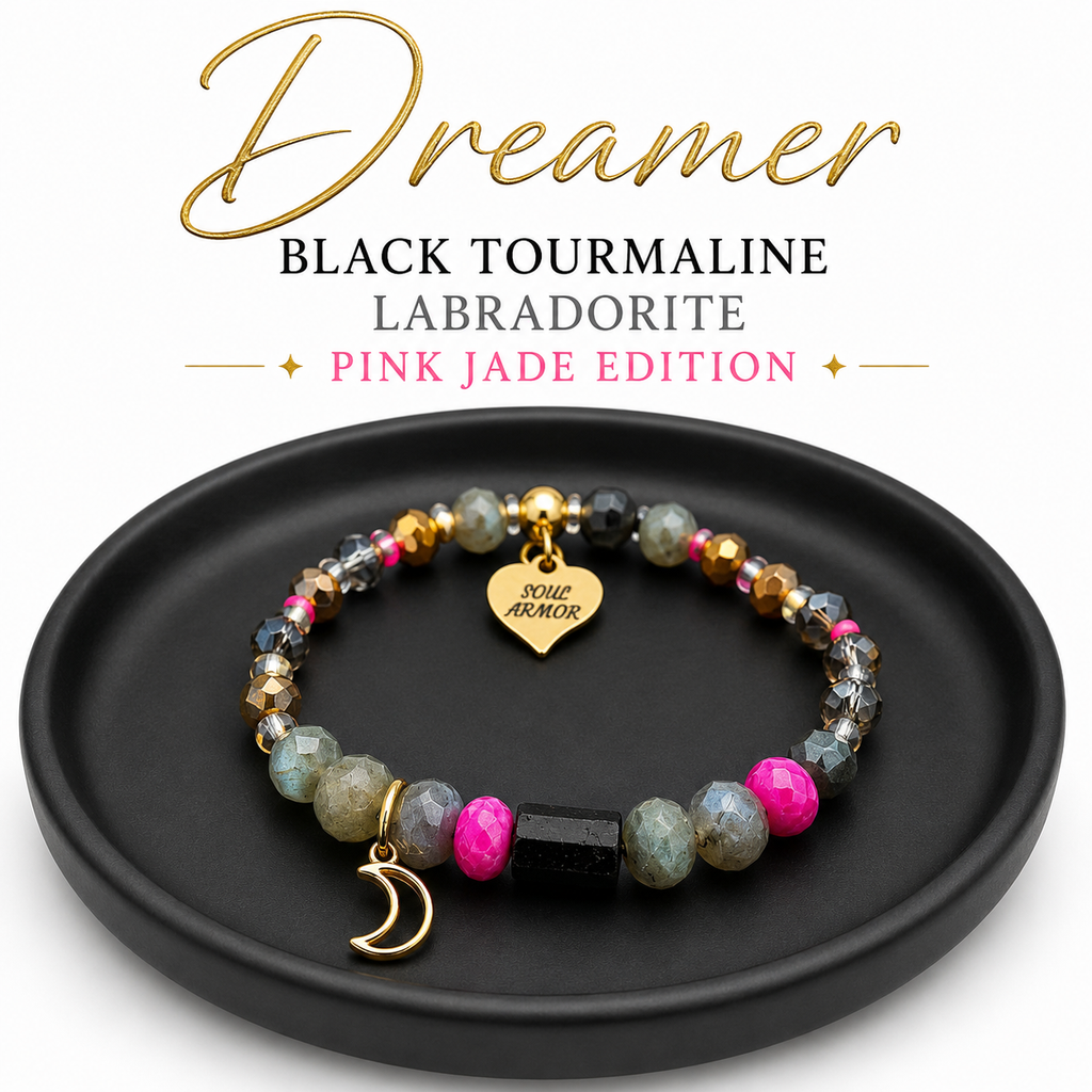 Dreamer Black Tourmaline -Pink Jade Edition