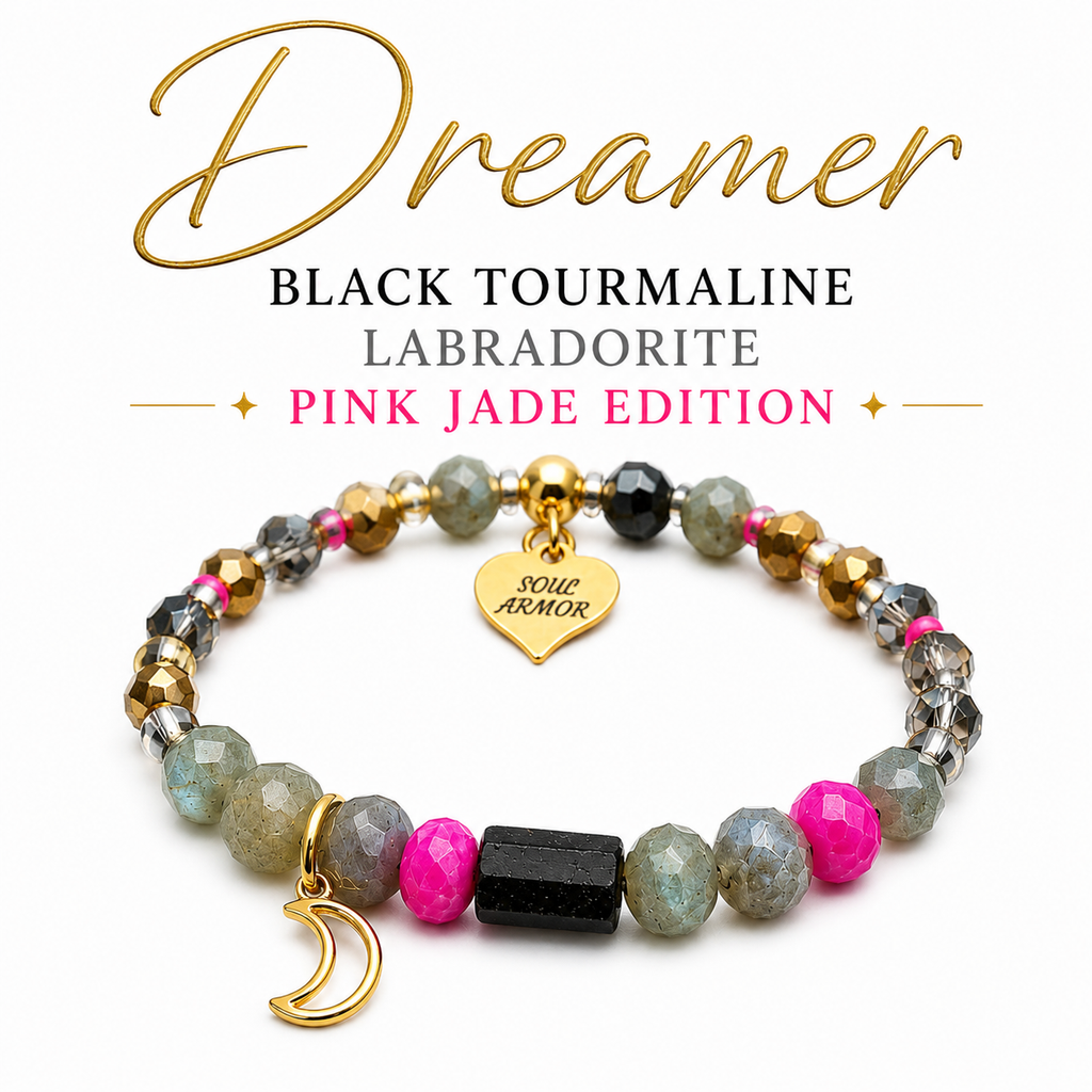 Dreamer Black Tourmaline -Pink Jade Edition