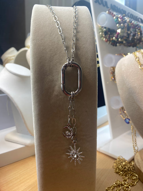 Celestial Devotion Silver Carabiner Necklace