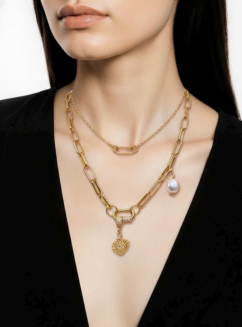 Nevaeh Pearl Paperclip Necklace