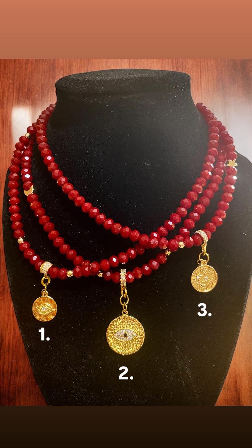 Crimson Red Garnet Choker Beaded Necklace