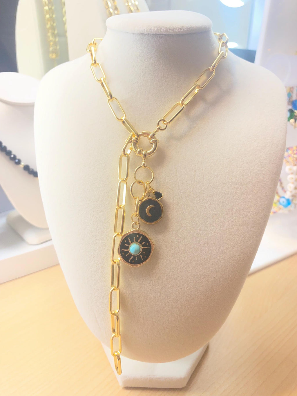 Miami Sunset Lariat Paperclip Necklace