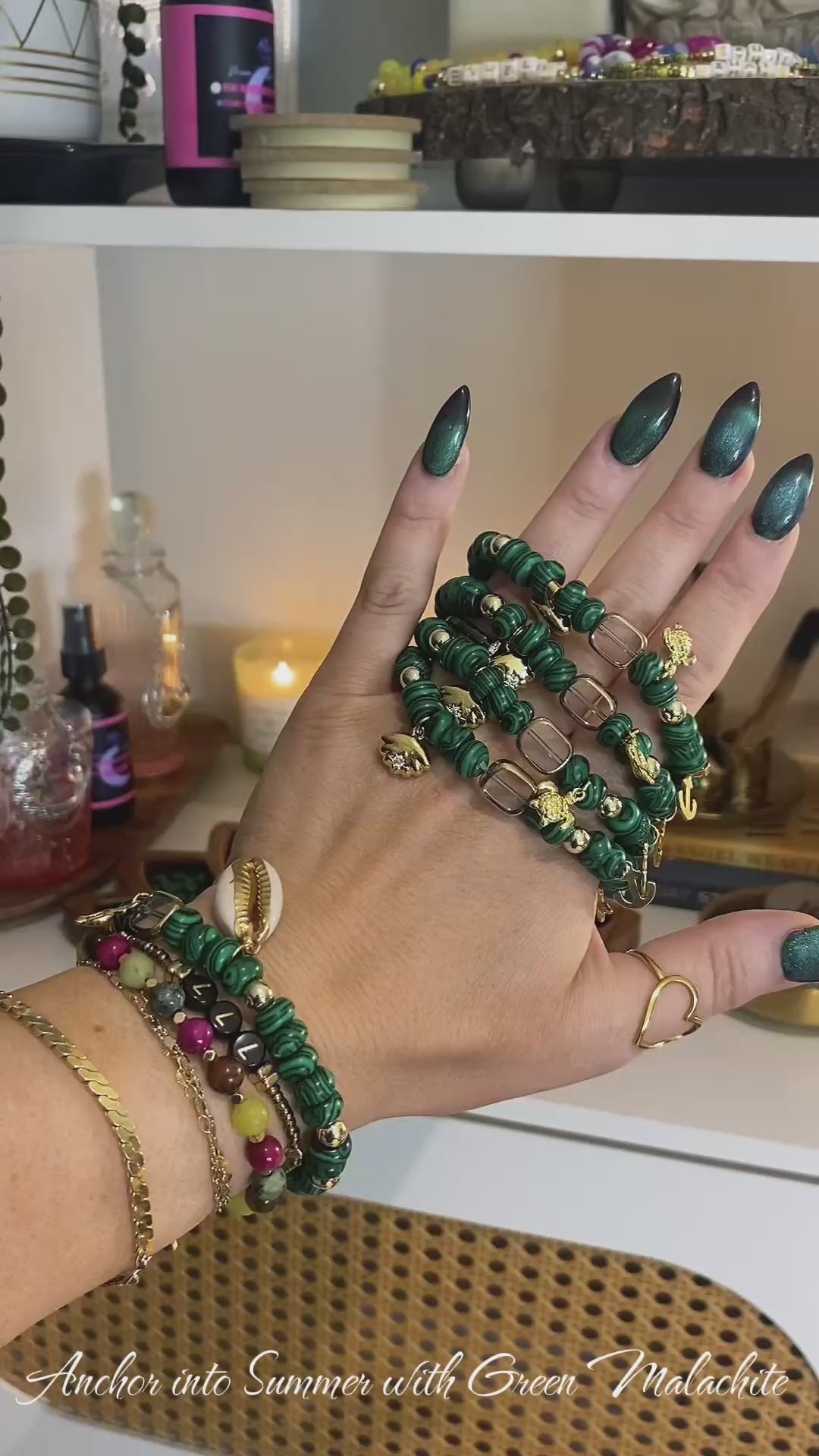 Anchor Green Malachite Bracelet